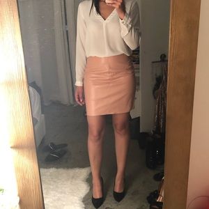 Faux Leather Blush Mini Skirt